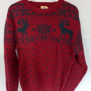 Basco 100% Wool Sweater Unisex Deer Graphics